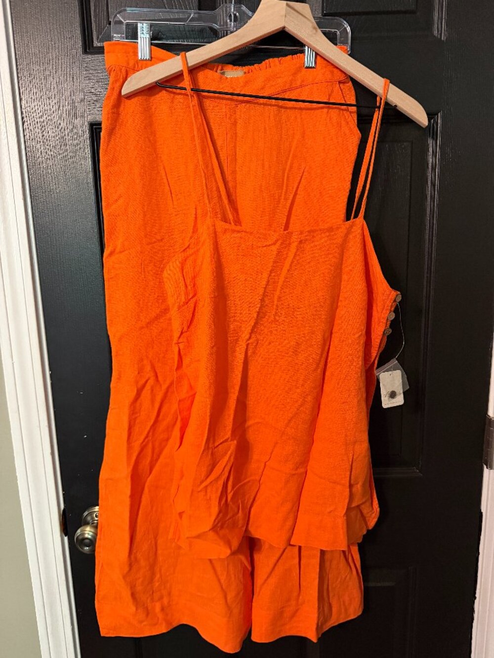 NWT Free People Linen Pant Tank Set Bright Orange Medium